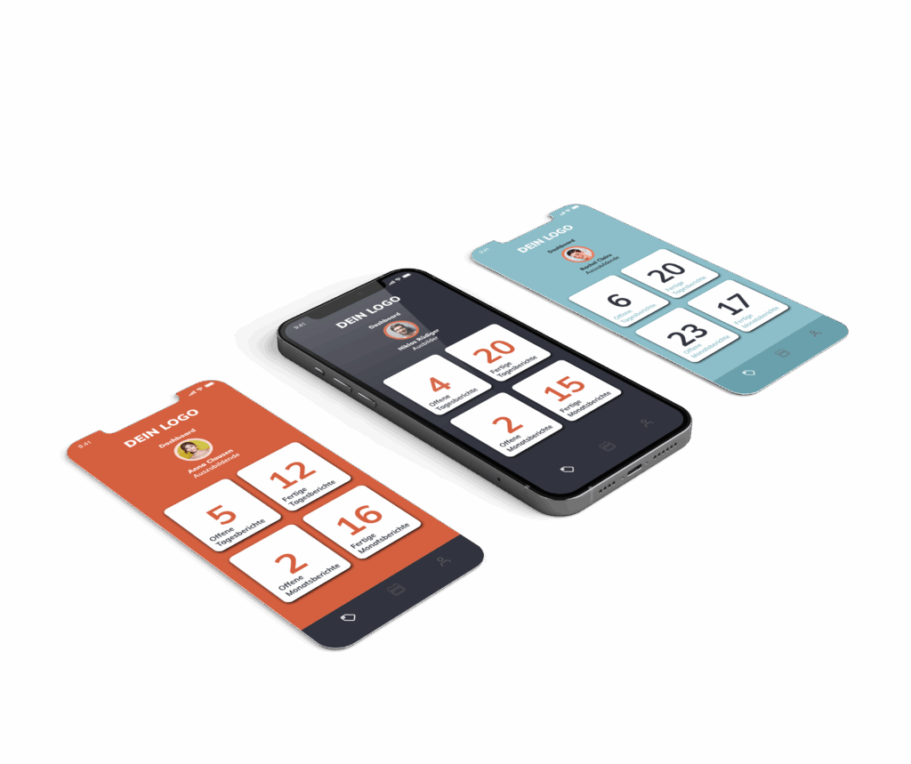 mobile app ansicht dashboard digitales online berichtsheft applikation white label