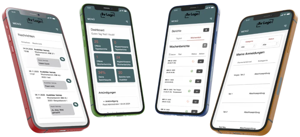 Mockups iPhone App Digitales Berichtsheft