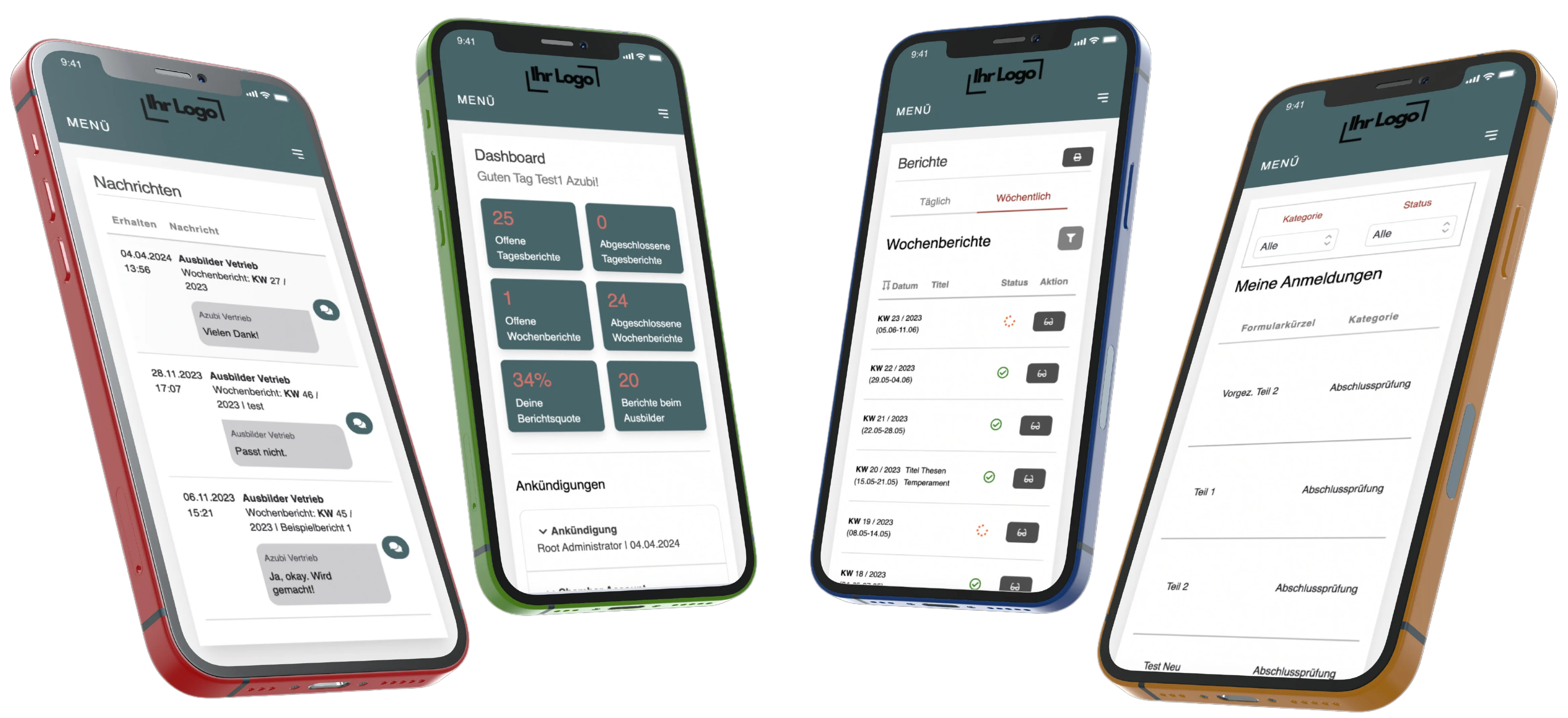 Mockups iPhone App Digitales Berichtsheft