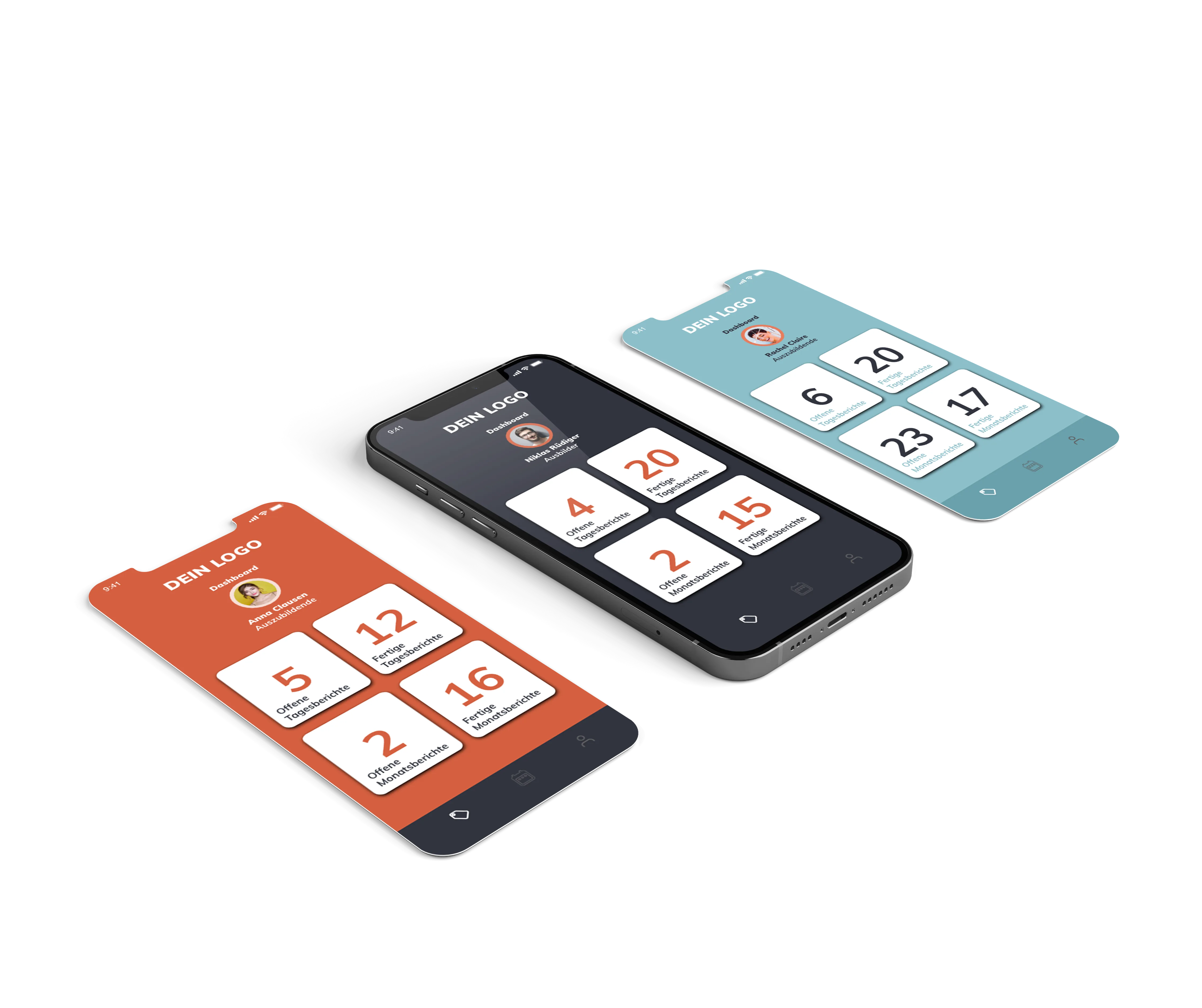 Mobile App Ansicht Dashboard digitales online Berichtsheft Applikation White Label
