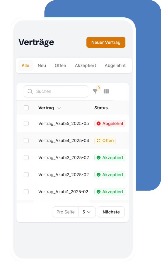 Digitaler Ausbildungsvertrag